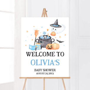 Affiche Bébé brasse Bleu Halloween Bienvenue