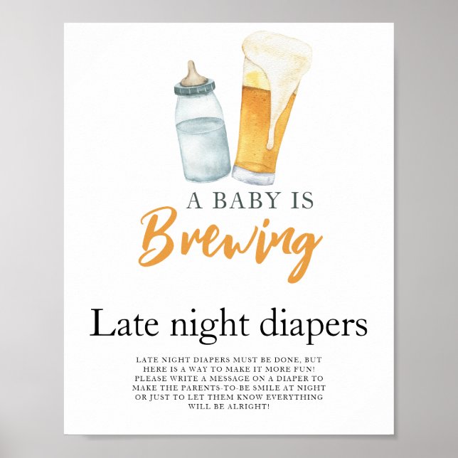 Affiche Bébé brasse de la bière Change couche la nuit jeu  (Devant)