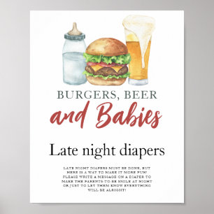Affiche Bébé brasse de la bière Changement de couches noct