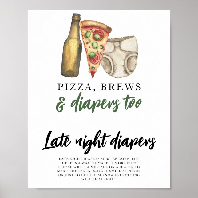 Affiche Bébé brasse de la bière Couches de nuit jeu  (Devant)