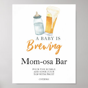 Affiche Bébé brasse la bière Baby Shower Momosa bar