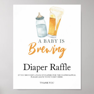 Affiche Bébé brasse la bière Baby Shower Tirage aux couche