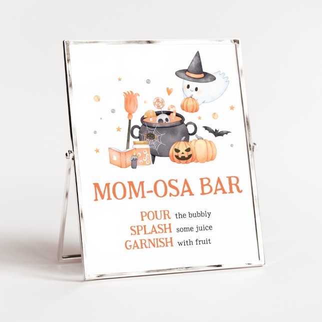 Affiche Bébé brasse Orange Halloween Maman Osa Bar (Baby is Brewing Baby Shower Mom Osa Bar Sign)