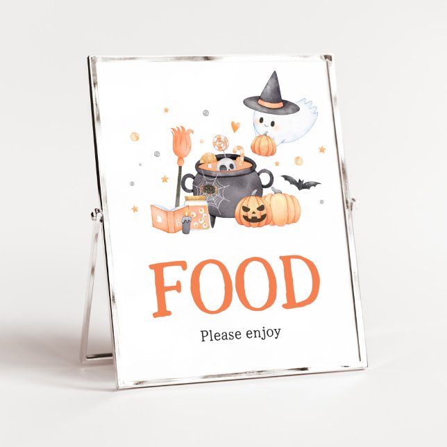 Affiche Bébé brasse Orange Halloween nourriture (Baby is Brewing Baby Shower Food Sign)