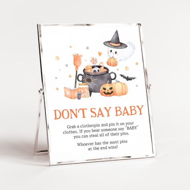 Affiche Bébé brasse Orange Ne pas dire Bébé (Baby is Brewing Baby Shower Don't Say Baby Sign)