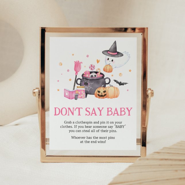 Affiche Bébé brasse Pink Halloween Ne pas dire Bébé (Baby is Brewing Baby Shower Don't Say Baby Sign)
