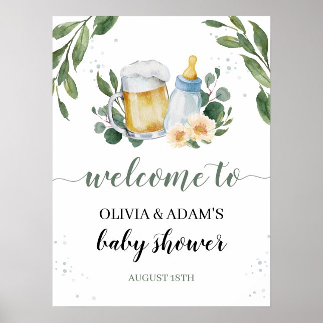 Affiche Bébé brasse verdure Baby shower Bienvenue (Devant)