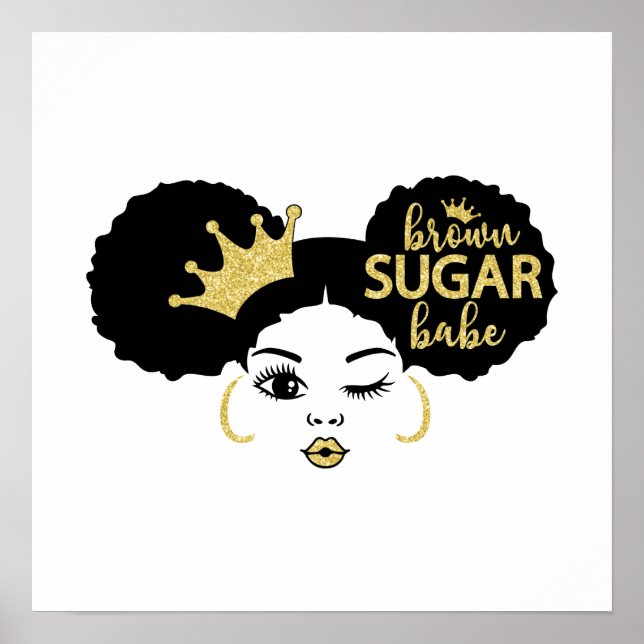 Affiche Bébé Brown de sucre en noir et or (Devant)