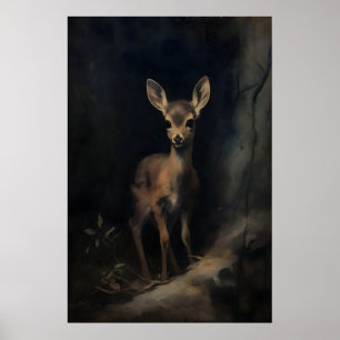 Affiche Bébé Cerf Faon Art Mural, Animaux de la Forêt, Som