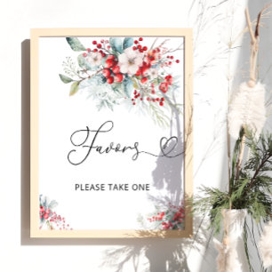 Affiche Bébé c'est froid dehors Red Floral Favors