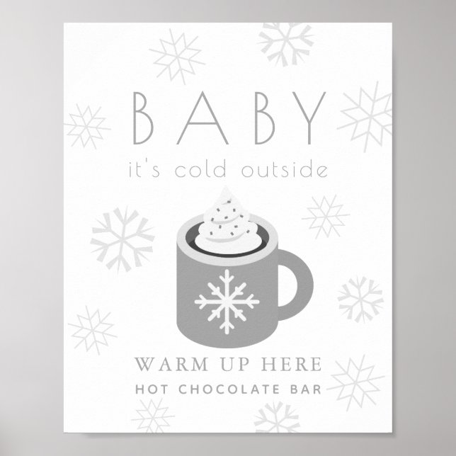 Affiche Bébé C'est froid Gris Chocolat Chaud Barre Signal (Devant)