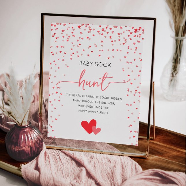 Affiche Bébé Chasse Sock Jeu de Baby shower des signes (little sweetheart baby shower)