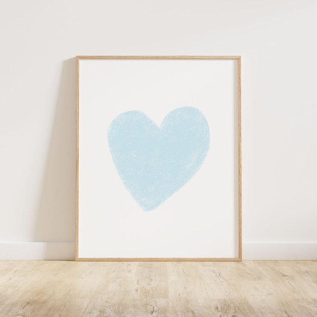 Affiche Bébé Coeur bleu (Chalky, textured brush style heart in soft pastel baby blue)
