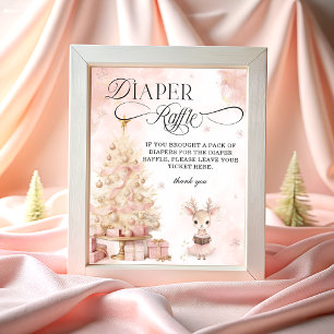 Affiche Bébé Deer Blush Rose Gold Diaper Raffle