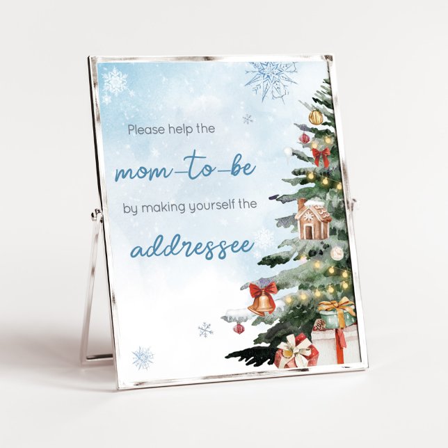 Affiche Bébé d'hiver Bleu Sa station d'enveloppe extérieur (Baby It's Cold Outside Baby Shower Envelope Station Sign)