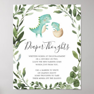 Affiche Bébé Dinosaur Baby shower couche Pensées Signe