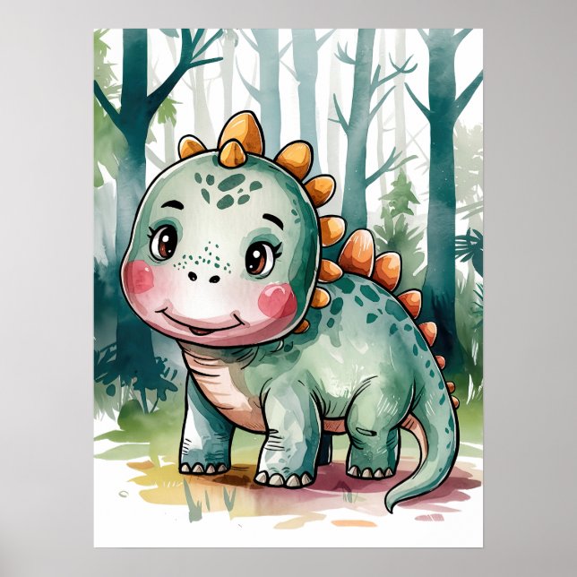Affiche Bébé Dinosaure Adorable - Jungle Préhistorique Mig (Devant)