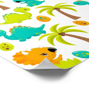 Affiche Bébé dinosaure mignon Triceratops oeufs de dino pa