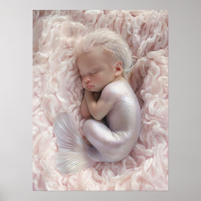Affiche Bébé dormant Sirène Pépinière Art (Devant)