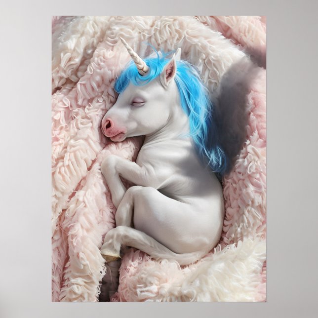 Affiche Bébé dormant Unicorn Nursery Art (Devant)