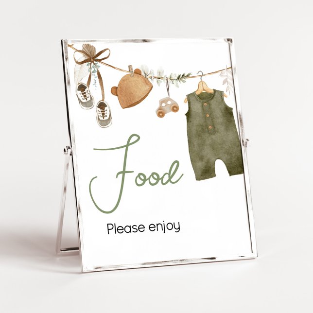 Affiche Bébé doux Boy Boho Vêtements Baby shower Nourritur (Boho Clothes Sweet Baby Boy Baby Shower Food Sign)