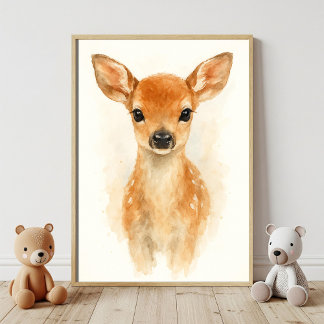 Affiche Bébé doux Cerf Bois Décor de pépinière