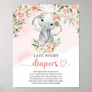 Affiche Bébé éléphant blush or Late Night Diapers jeu