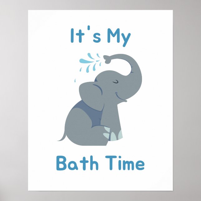Affiche Bébé éléphant temps de bain (Devant)