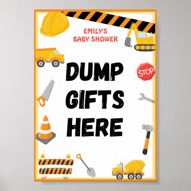 Affiche Bébé en construction Baby shower Jeu Signal (Devant)