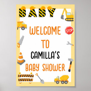 Affiche Bébé en construction Baby shower Jeu Signal