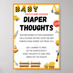 Affiche Bébé en construction Baby shower Jeu Signal