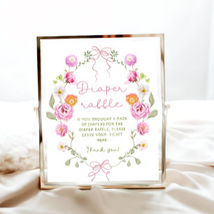 Affiche Bébé en fleur Baby shower de la chèvre rose Fleur