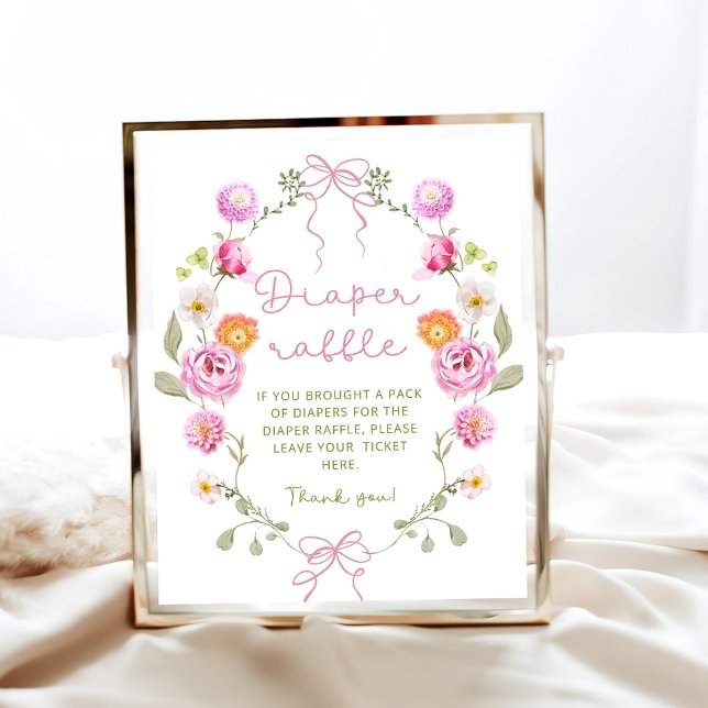 Affiche Bébé en fleur Baby shower de la chèvre rose Fleur  (Créateur téléchargé)