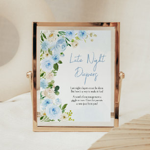 Affiche Bébé en fleur Baby shower Late Night Diapers
