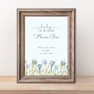Affiche Bébé en fleur Baby shower Panneau de la barre de f