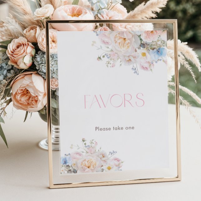 Affiche Bébé en fleur Baby shower rose floral Faveurs (Créateur téléchargé)