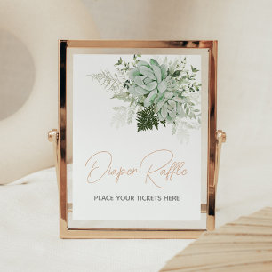 Affiche Bébé en fleur Baby shower Succulent Déchets Raffle