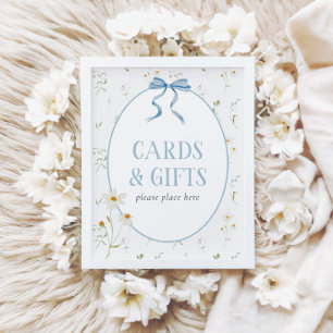 Affiche Bébé en Fleur Bleu Printemps Floral Cartes & Cadea