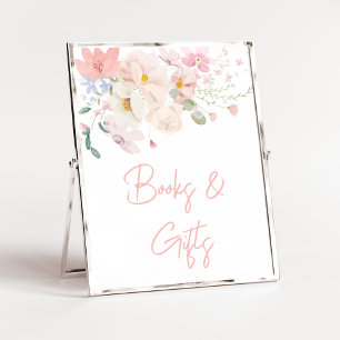 Affiche Bébé en Fleur Blush rose floral Livres et cadeaux