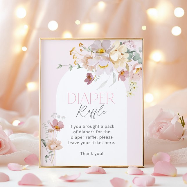 Affiche Bébé en Fleur Blush rose floral Raffle (Créateur téléchargé)