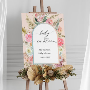 Affiche Bébé En Fleur Bohème Floral Baby shower Invitation