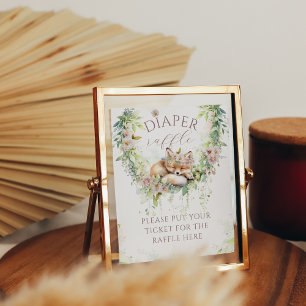 Affiche Bébé en Fleur Bois Floral Bébé Fille Douche