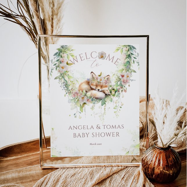 Affiche Bébé en Fleur Bois Floral Bébé Fille Douche (Créateur téléchargé)