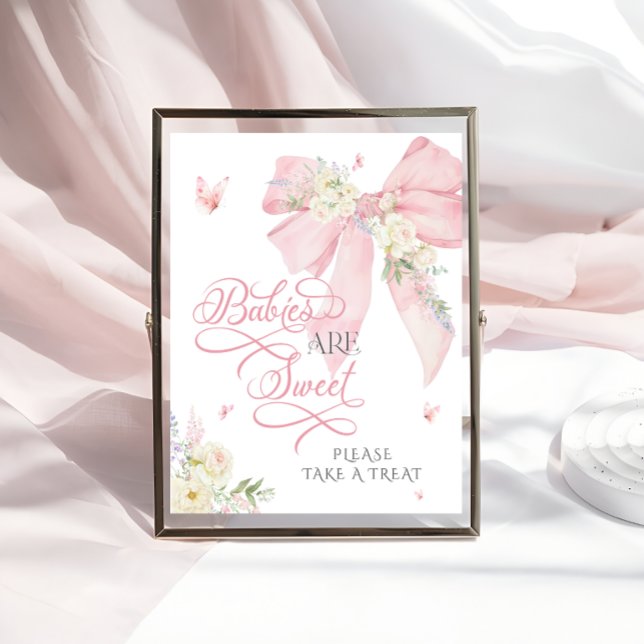 Affiche Bébé en fleur Floral Rose Bow Les bébés sont doux (Créateur téléchargé)