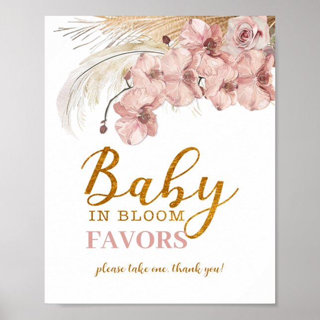 Affiche Bébé en Fleur Pampas Favoriser Signal Floral (Devant)