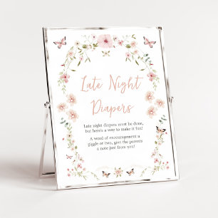 Affiche Bébé en fleur papillon Late Night Diapers