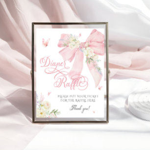 Affiche Bébé en fleur Pink Bow Fleur de couches Raffle