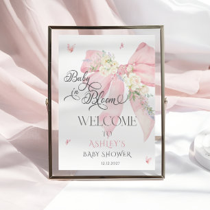 Affiche Bébé en Fleur rose Baby shower de la boue fleurie