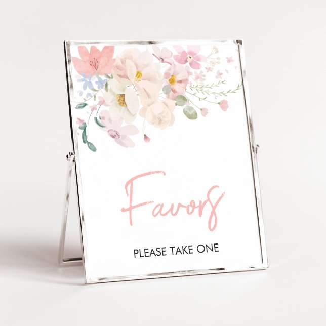Affiche Bébé en Fleur rose pâle Baby shower floral Faveurs (Blush Pink Floral Baby in Bloom Baby Shower Favors Sign)