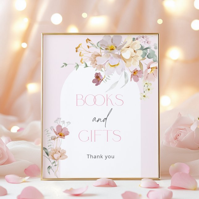 Affiche Bébé en Fleur rose pâle Livres et Cadeaux floraux (Créateur téléchargé)